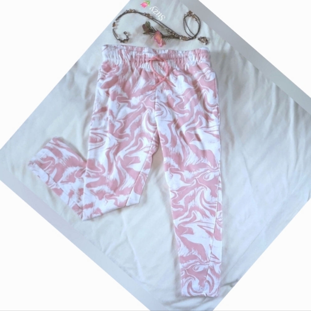 ESMARA Dusty Pink & White Joggers, Pockets, Drawstring